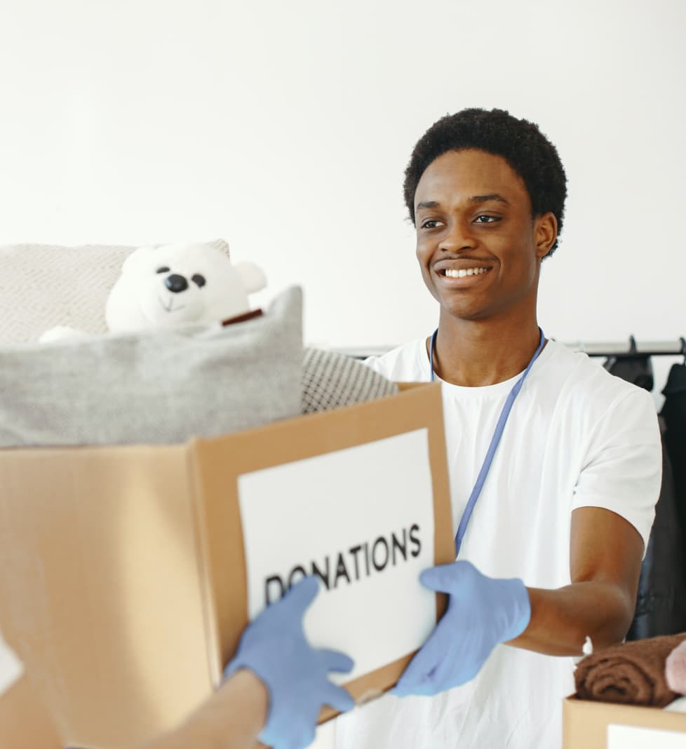 volunteer accepting donations